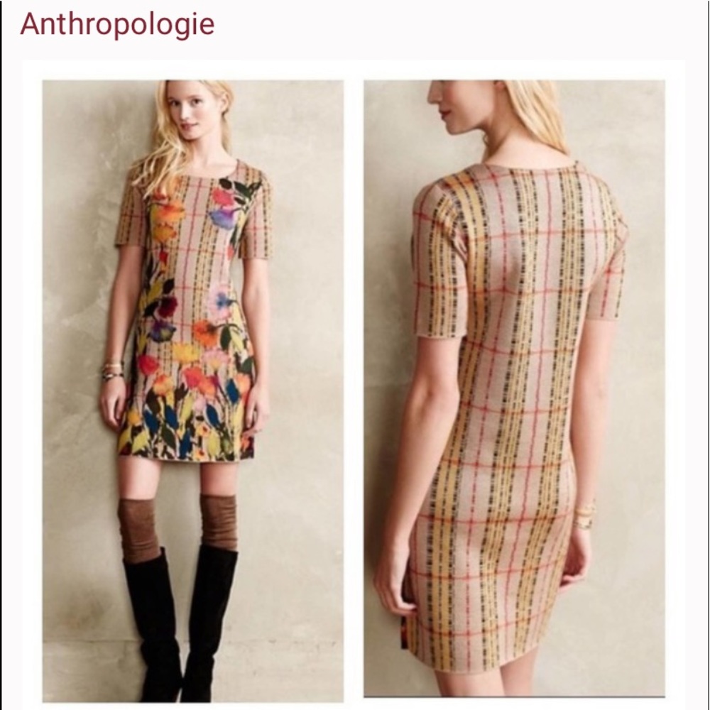 troubadour for Anthropologie Plaid Floral Dress